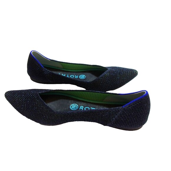 Rothy's Metallic Shoes The Point Flats Size 7 Black Blue Green Sparkle Women's - Picture 4 of 9